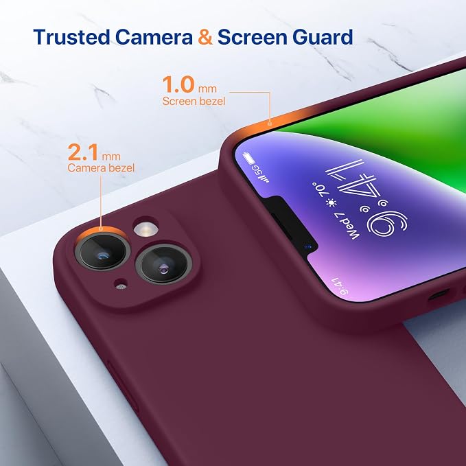 Miracase Silicone for iPhone 14 Case, Wine Red | Soft Anti-Scratch Microfiber Lining, Premium Silicone Cover Shockproof Drop Protection Phone Case for 14 - Image 2