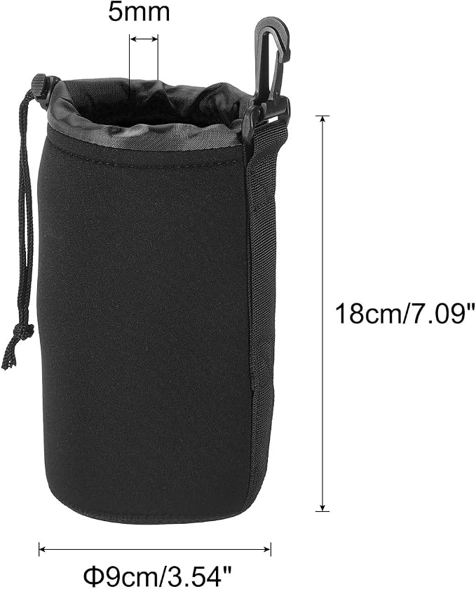 PATIKIL Camera Lens Bag, 2 Pcs 3.5" IDx7.1 H Drawstring Lens Pouch with Thick Protective Neoprene, Lens Case for DSLR Camera Lens, Water Coffee Cups Black - Image 2