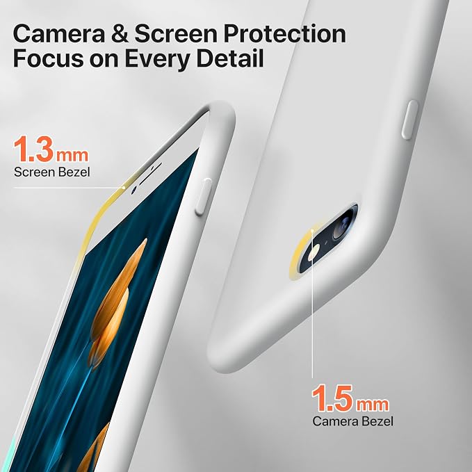 Miracase Silicone for iPhone SE 2022/SE 2020/7/8 Case,Moonlight White | Ultra Slim Cover with Screen Protector, Soft Microfiber Lining, Multi-Color Premium Silicone Shockproof Phone Case - Image 4