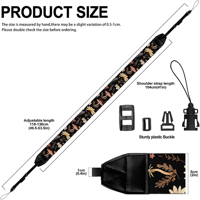 Coldinair Black Adjustable Camera Strap Universal Neck & Shoulder Soft Padded Strap for All DSLR Cameras,Binoculars - Image 6