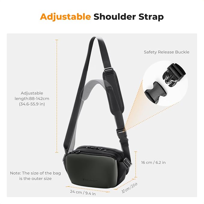 K&F CONCEPT Small Camera Sling Bag Everyday Shoulder Bag | Multifunction Photography Compact Crossbody DSLR Portable Bag, Compatible for Canon/Nikon/Sony, BS10 - Image 6