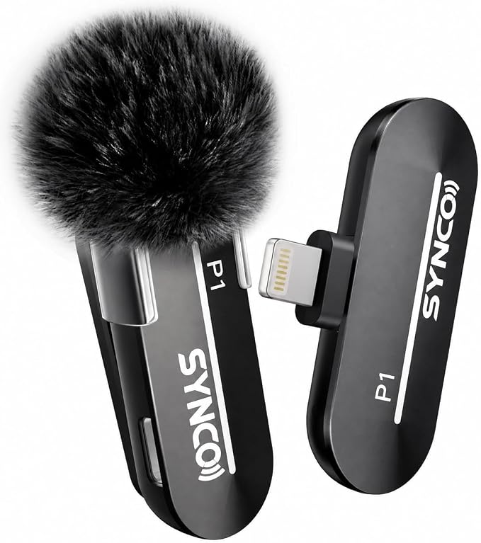 SYNCO Wireless Lavalier Microphone for iPhone, Mini Wireless Lapel Mic with Noise Cancellation, 492ft/150m Range, Real-Time Monitoring, Plug & Play for TikTok, YouTube, Vlog, Streaming & Interview by SYNCO