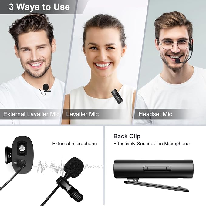 KIMAFUN Wireless Lavalier Microphone System, Wireless 2.4GHz Lapel Mics Handheld Mic 2 in 1 for Teaching, Teachers, Speech, Tour Guiding, Speaker, Amplifier, PA System, Broadcast, KM-G70(1TX1RX) - Image 3