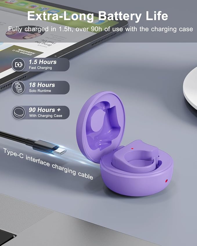 [New Upgrade, Easy to Use] TikTok Scrolling Ring Remote Control, Camera Shutter Remote, Wireless Bluetooth Scrolling Ring for iPhone, iPad, iOS, Android - Light Purple - Image 8
