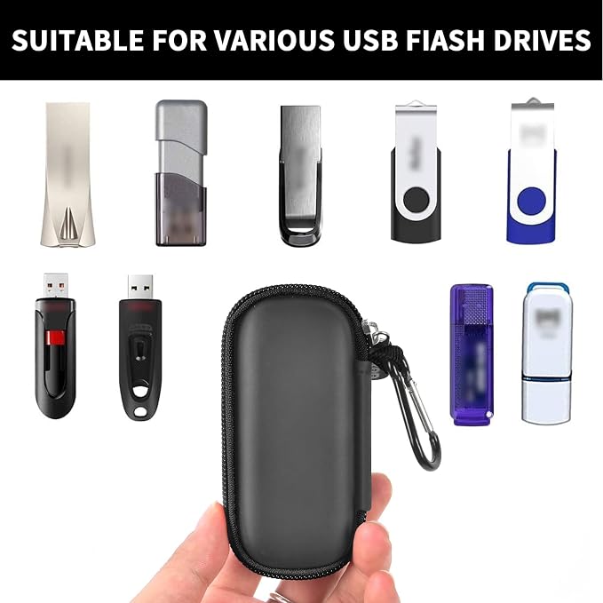 USB Flash Drive Case, SD Card/Thumb Drive/Memory Cards Holder, Bag Only | SDXC/SDHC Storage, Electronic Accessories Organizer for SanDisk / for Samsung, for Students/IT/Office/School/Travel, AllBlack - Image 2