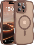 BENTOBEN Magnetic for iPhone 16 Pro Max Case, Cute Wavy [Full Camera Protection][Compatible with MagSafe] Matte Anti-Slip Bumper Women Girls Girly Protective Cover for 16 Pro Max 6.9", Desert Titanium by BENTOBEN