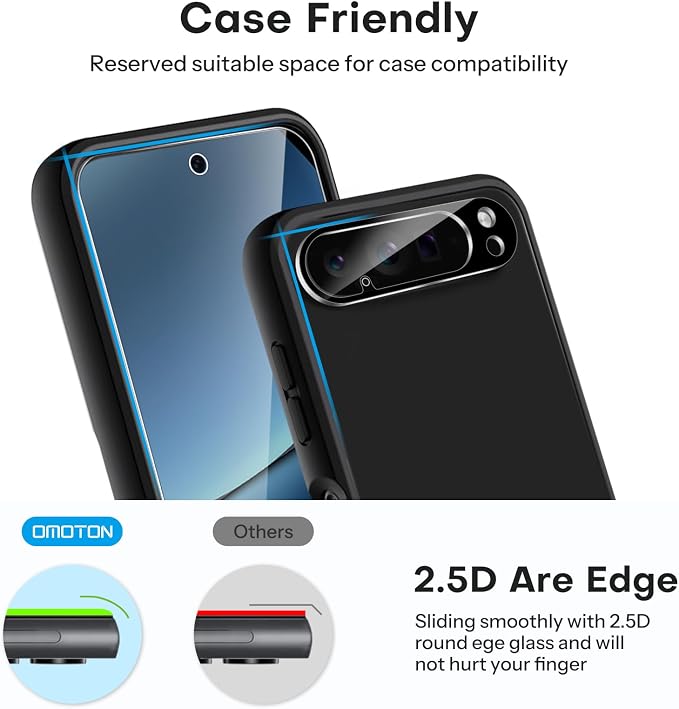 OMOTON 3+2 Pack for Google Pixel 10 Pro XL Screen Protector 6.8 Inch 2025 | 3 Tempered Glass Film and 2 Camera Lens Protector, Bubble-free, Easy Installation, Case Friendly, Not for Pixel 10 Pro/ 10 - Image 4