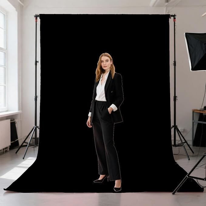 Black Photography Backdrop for Photoshoot, Fabric 6x9ft | Polyester Studio Photo Backgrounds, Non Reflective, Easy to Hang, for Portrait Shoot, Product, Party Decor, Video Creation - Image 2