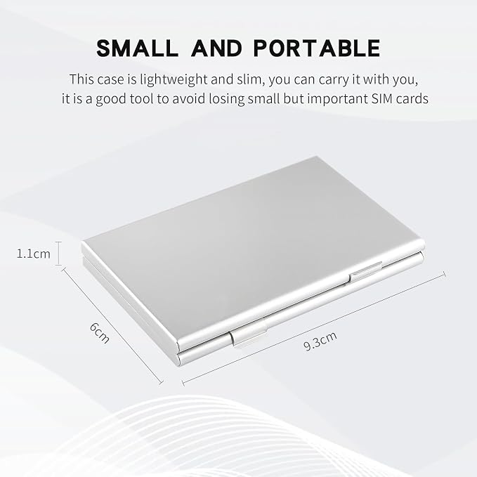 Aluminum SIM Card Case, 21Slots Ultrathin SIM Card Holder, Fit for 4 SIM Card, 4 Micro sim Card, 12 Nano sim Card and 1 Cell Phone Eject Pin Slots, Silver - Image 3