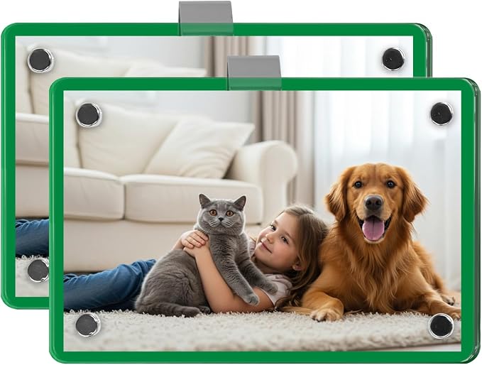 2 Pack Car Picture Holder, Magnetic Sun Visor Photo Clip, Car Picture Frame | 2.36 x 3.54 Green Acrylic Photo Holder, Keeps Photos Secure on your Sun Visor, Personalized Car Interior Display by Nirvany-MakeACoolLifeForU