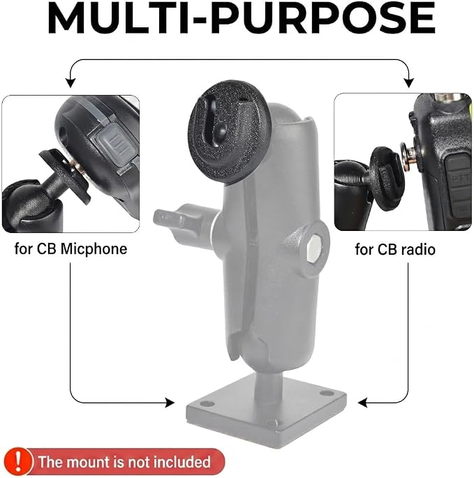 Universal Ham CB Radio Microphone Hanger, Round Knob Mic Holder Mount with 1inch(25mm) Ball Adapter for Motorola HLN9073B CDM1250 GM3688 GTX800 Kenwood TK768G TK868G TM471A Two Way Radio - Image 2