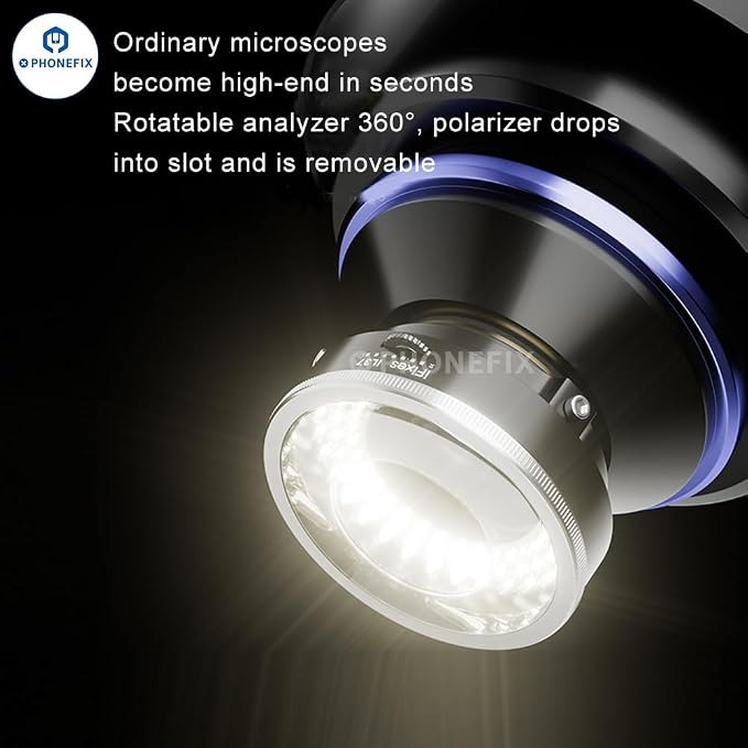 Microscope Polarized 96-LED Ring Light Anti Glare Microscope Lamp Illuminator for Soldering Repair Industrial Camera - Image 2