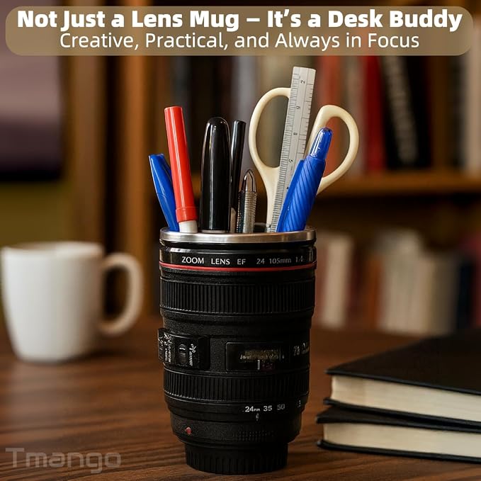 Camera Lens Coffee Mug with Clear Lid and Spoon – Lightweight Lens Cup Replica, Gift for Photographers - Image 8