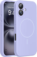 miracase Magnetic for iPhone 16 Plus Case, [Soft Anti-Scratch Microfiber Lining], Compatible with MagSafe, Liquid Silicone Shockproof Drop Protection Phone Case for 16 Plus,Light Purple by Miracase