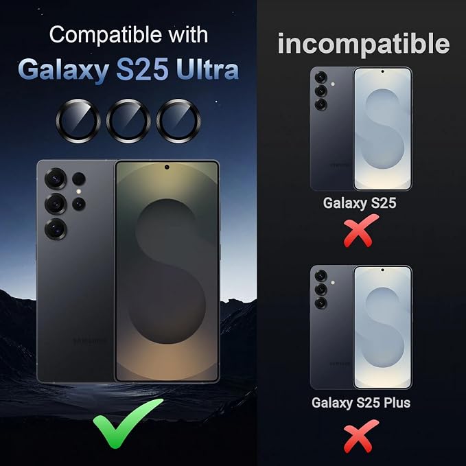 Korecase Galaxy S25 Ultra Camera Lens Protector, Gold | 9H Tempered Glass, Anti Scratch, Rear Camera Protector, Shockproof Metal Ring Lens Cover - Image 2