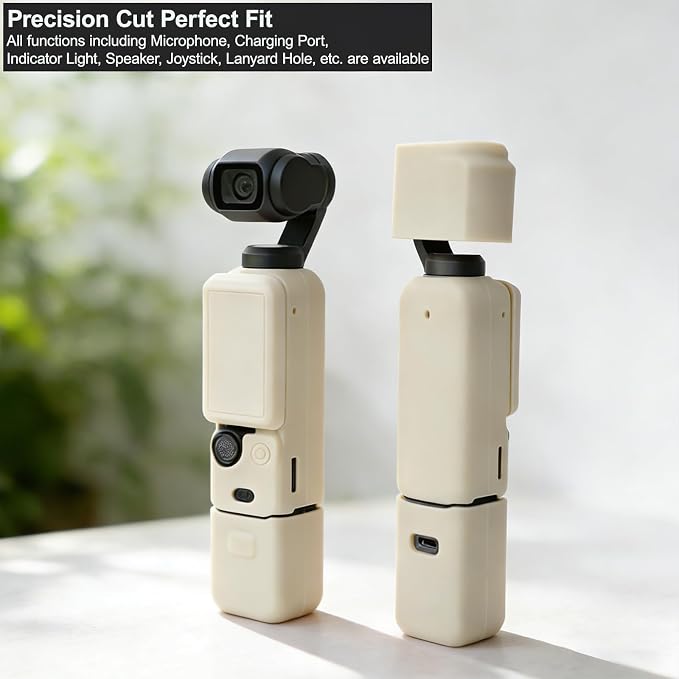 Case for DJI Osmo Pocket 3/Xtra Muse Camera, Soft Silicone Protective Case, Anti-Scratch, Slim Fit Skin with mic Cover and Screen Protector Accessories for Osmo Pocket 3/Xtra Muse (Beige) - Image 4