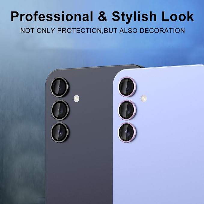 for Samsung Galaxy A16 Camera Lens Protector, Individual Metal Ring Tempered Glass Lens Cover, [Strong Adsorption] Scratch Resistant Ultra-Thin HD Clear Lens Cover, 1 Set-Black - Image 6