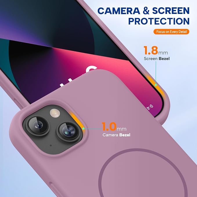 Miracase Silicone & Magnetic for iPhone 13 Case, Blackcurrant | Compatible with MagSafe, Soft Microfiber Lining, Premium Silicone Cover Shockproof Drop Protection Phone Case for 13 - Image 8