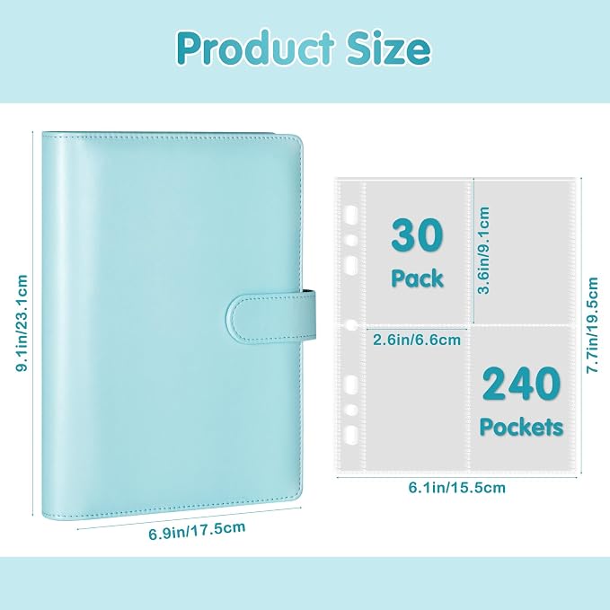 A5 Kpop Photocard Binder with 30 Pack 4-Pocket Card Pages, 6 Ring A5 Binder Card Collector Album with 240 Card Slots,PU Leather Binder Cover with Magnetic Buckle Closure for Organizing Trading Card - Image 5