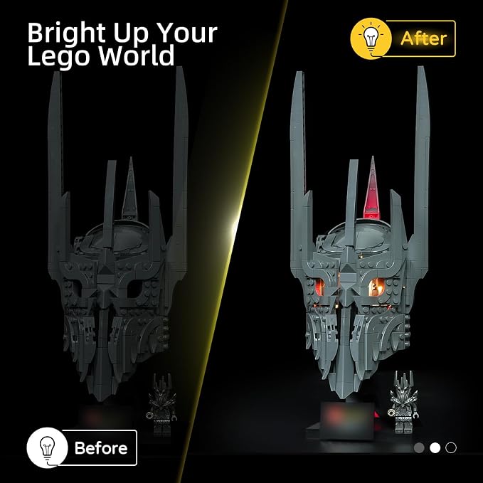 YEABRICKS LED Light for Lego-11373 Icons The Lord of the Rings: Sauron's Helmet Building Blocks Model (Building Set NOT Included) - Image 2
