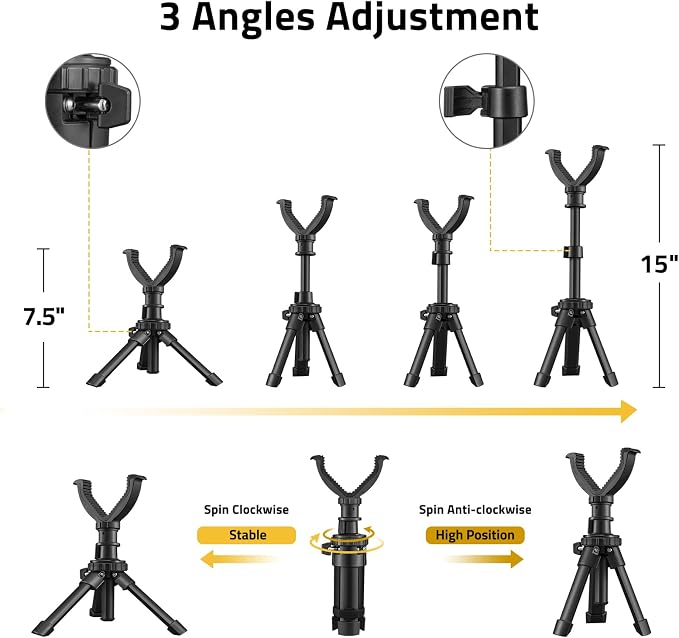 CVLIFE Shooting Rest Tripod 360 Degree Rotation V Yoke Stand | Rifle Rest for Target Shooting Adjustable Height Shooting Tripod Hunting and Outdoor Activities - Image 4
