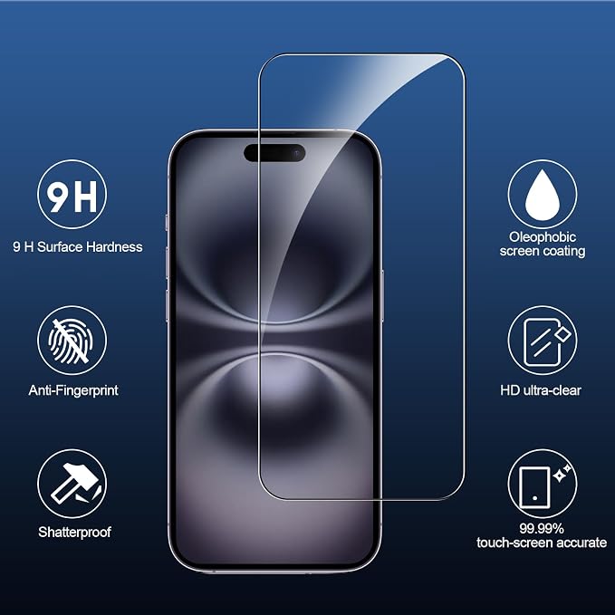 SIBEITU 3+3 Pack Screen Protector + Camera Lens Protector for iPhone 16 | 6.1 Inch HD 9H Hardness Tempered Glass Film, Scratch Resistant, Sensor Protection, Case Friendly, High Response, Bubble Free - Image 3