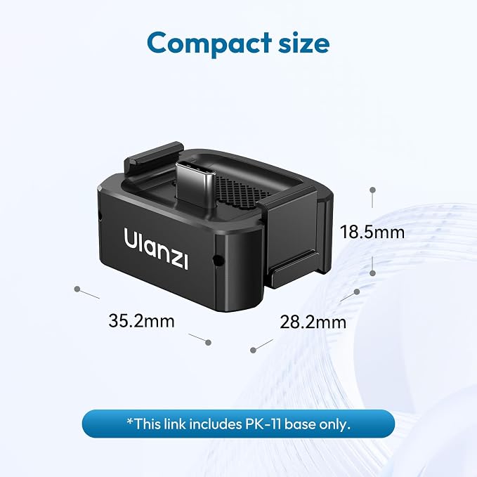ULANZI PK-11 Pocket 3 Charging Adapter Base for DJI Osmo Pocket 3/Xtra Muse | Type-C Full-Function Port with 1/4 Screw Hole, Compatibility: Osmo Pocket 3, Black - Image 3