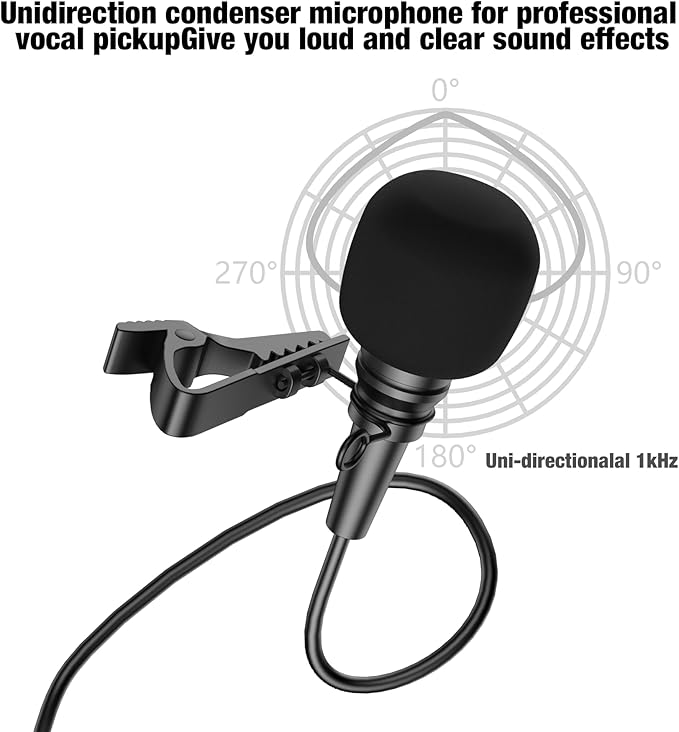 Professional Unidirectional Super Cardioid Lavalier Lapel Microphone - Compatible with Sennheiser Wireless Bodypack System (3.5mm Female Screw Plug) - Image 2