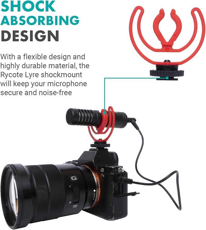 Movo SMVXR10RY Upgraded Rycote Lyre Shockmount for Shotgun Video Microphones 19mm to 22mm in Diameter. Shock Mount with Camera Shoe Mount VXR10, VXR10-PRO, and Similar On Camera Mics - Image 4