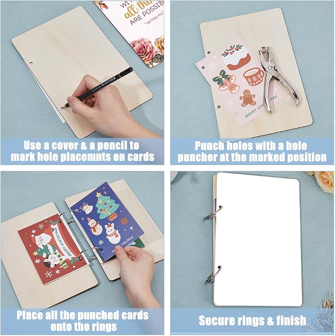 SUPERDANT With God All Things Are Possible Greeting Card Holder Organizer Wooden Card Keeper Binder Planning Book Birthday Cards Keeper Photo Album Graduation Wedding Planner Journal Keepsake Gift - Image 4