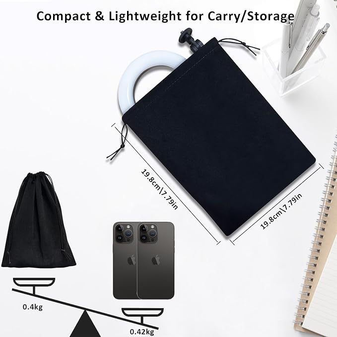 Desk Ring Light with Telescopic Stand, Travel Desktop Hola Light for Phone Selfie Laptop Zoom Video Calls Makeup Tiktok Reels Live Streaming - Image 6