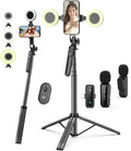 Vlogging Kit for iPhone/Android, 71" Selfie Stick Tripod for iPhone with Fill Light, Wireless Mic & Remote, Adjustable Aluminum Phone Tripod for TikTok/YouTube Content Creator Essentials Starter Kit‌ by YEAKI