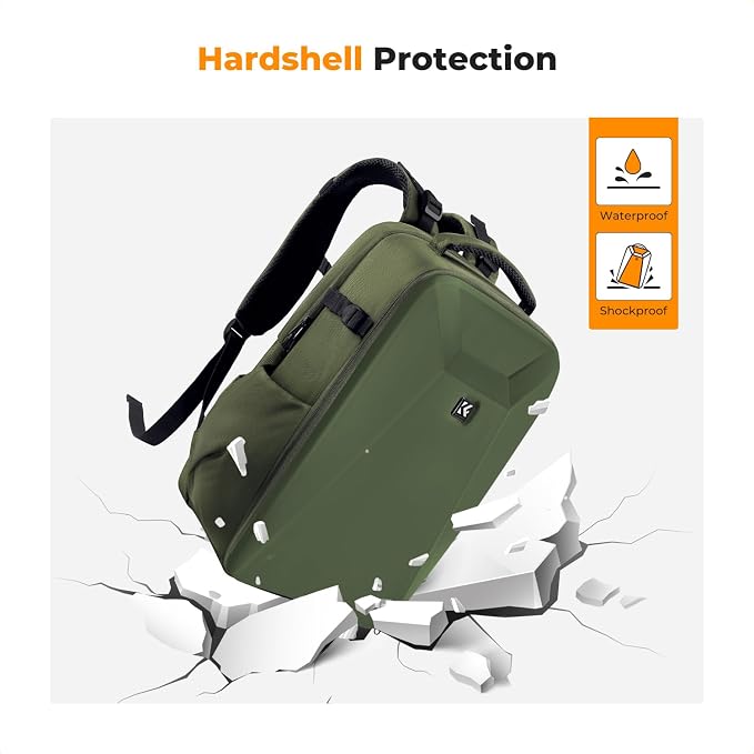 K&F CONCEPT Camera Backpack,Hardshell Photography DSLR Camera Bag | 15-15.6 Inch Laptop Compartment, Waterproof, Hard Shell Camera Case, Compatible with Canon/Nikon/Sony/DJI Mavic Drone, B07 - Image 5