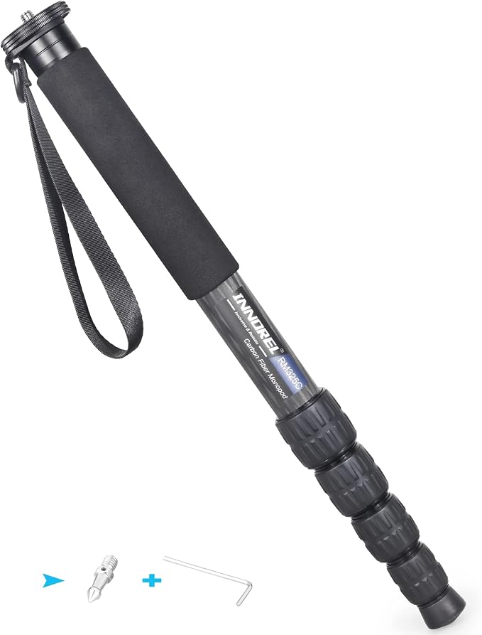 Carbon Fiber Camera Monopod INNOREL RM325C Professional Portable Compact Lightweight Travel 5-Section Monopod for Canon Nikon Sony DSLR Camera Video Camcorder DV Photography Bracket Load 26lbs/12kg by INNOREL