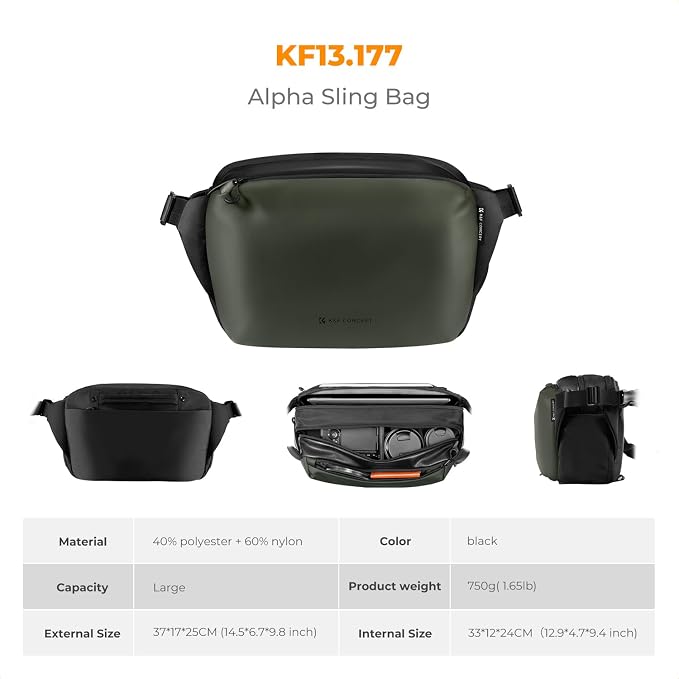 K&F CONCEPT Large Camera Sling Bag, Everyday Shoulder Bag | Multifunction Photography Compact Crossbody DSLR Portable Bag, Compatible for Canon/Nikon/Sony, BS08 - Image 8