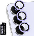 for Samsung Galaxy S25 FE Camera Lens Protector, Individual Metal Ring Tempered Glass Lens Cover, [Strong Adsorption] Scratch Resistant Ultra-Thin HD Clear Lens Cover, 1 Set-Purple Shine by Btscase