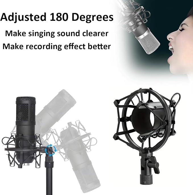 28-35mm Microphone Shock Mount Anti Vibration Mic Suspension Mount Aluminum Alloy Condenser Microphones Holder Clip with Metal Screw Adapter Isolation Absorber Studio - Image 5