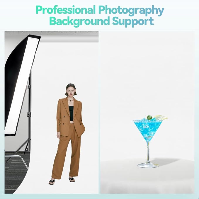 EMART Heavy Duty Photo Backdrop Stand Kit 10 x 10 FT with White Backdrop | Background Stand Backdrop-White, 6Clamps, 2Sandbags for Photography Studio, Video Recording, Live Stream, Zoom, Portrait, Pet - Image 2