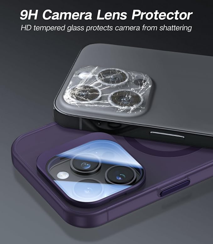 VOFATA for iPhone 14 Pro Case with Camera Cover Stand [Built-in 9H Camera Lens Protector][Fit for Magsafe] Military Grade Shockproof Translucent Matte Magnetic Phone Case 6.1", Purple - Image 2