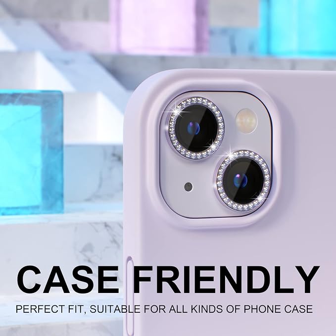 Choiche for iPhone 14/14 Plus Camera Lens Protector Bling, Diamond-Purple | Ultra HD, 9H Tempered Glass Camera Cover Screen Protector Metal Individual Ring Decoration Accessories, 2-Lens, 6.1/6.7-inch - Image 4