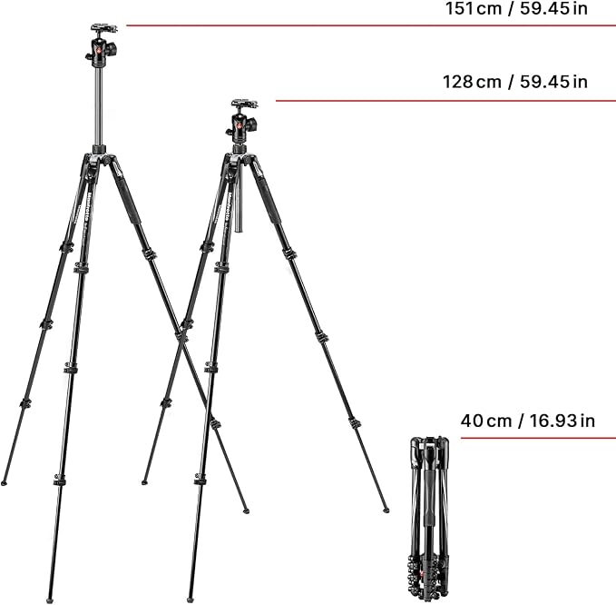Manfrotto Befree Advanced Camera Tripod with Lever Closure, Portable and Compact Travel Tripod Kit with Ball Head, Aluminum Tripod for DSLR Reflex and Mirrorless Cameras, Camera Accessories | Lever Closure, Mirrorless Cameras, Aluminum for DSLR Reflex,... - Image 2