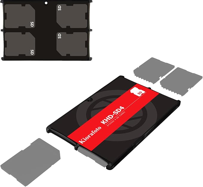 Kiorafoto KHD-SD4 Easy Carry 4 Slots Slim Credit Card Size Lightweight Portable SD Memory Card Case Storage Keeper Holder Protector for 4 SD SDHC SDXC Cards by Kiorafoto