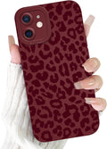 Cute Burgundy Cheetah Print Phone Case for iPhone 12 6.1" | Aesthetic Leopard Pattern Design Cover Full Camera Lens Protective Shockproof Soft Slim TPU Funda for Women Girls by Unknown