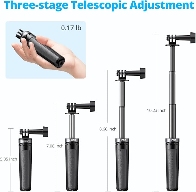 AKASO 10"/26cm Selfie Stick Tripod Lightweight Action Camera Mount | Compatible with AKASO EK7000/Brave 4/EK7000 Pro/Brave 7 LE/Brave 7/GoPro Hero 13/12/11/10/ 9/Max/DJI Osmo Action 5/4/3 - Image 2