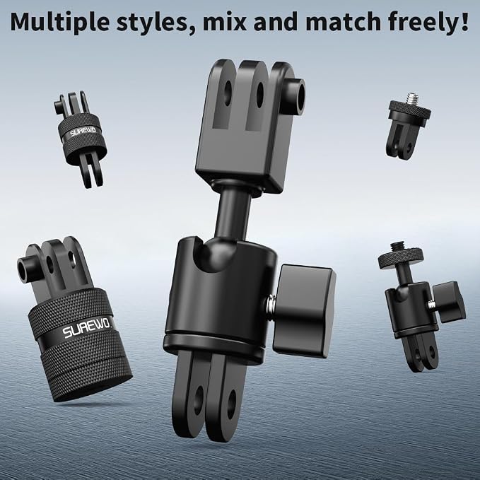 Aluminum 360 Degree Rotation Camera Swivel Mount, Vertical Metal Bracket Adapter Compatible with GoPro Hero 13/12/11/10, DJI Action 6/5 Pro/4, Sony and Other Action Cameras (Adjustable Adapter Mount) - Image 8