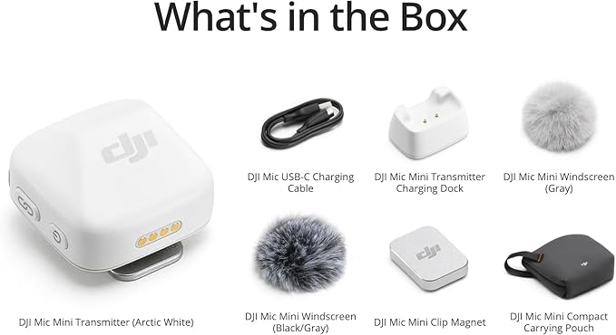 DJI Mic Mini Transmitter (Arctic White), Ultralight, Detail-Rich Audio | DJI OsmoAudio, Noise Cancelling, Wireless Microphone for Camera/iPhone/Android, Vlog, Streaming - Image 6