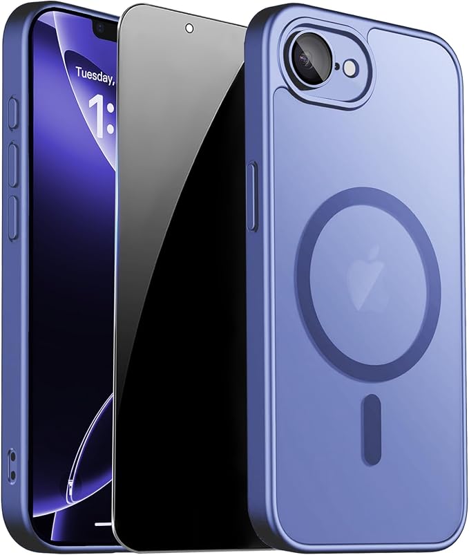 Magnetic for iPhone 17e Case & iPhone 16e Case, Light Blue | Full Camera Protection, Privacy Screen Protector, Compatible with MagSafe, Translucent Matte Shockproof Cover for 17 e 16 e by ZOZDOKG