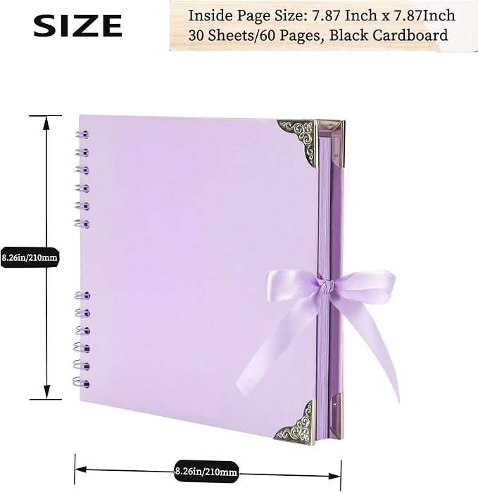 LOYALBOOK 8 x 8 inch DIY Scrapbook Album 60Pages For Wedding Family Photo | Nice Thick Sturdy&Well-Made Good Value Craft Parties Birthday Dinners Graduation Ceremonies Diplomas Storage - Image 2