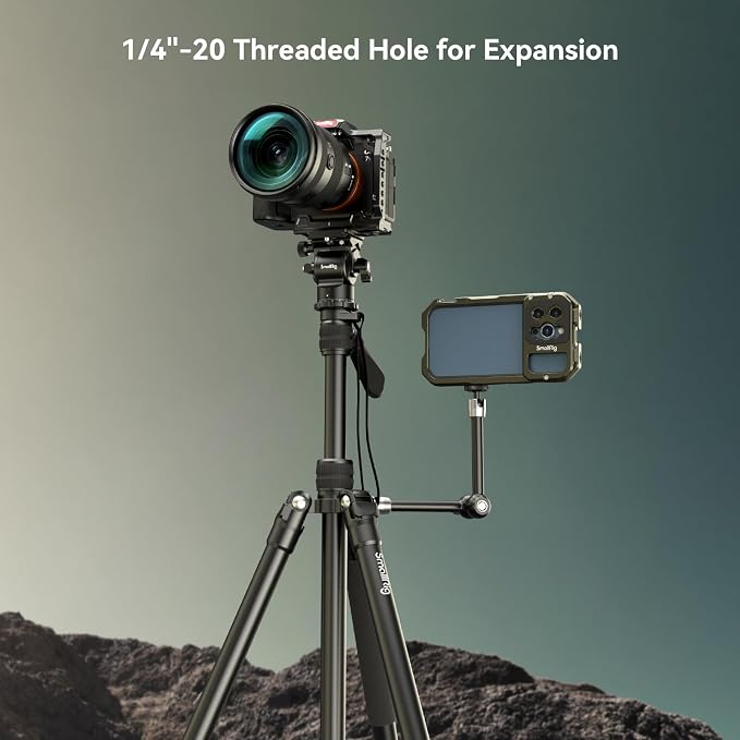 SmallRig CT180 Video Tripod, 72" Camera Tripod Monopod with Fluid Head, Aluminum Camera Tripod, 360° Panorama Fluid Head for Travel, Video, Live Streaming, Vlogging- 3760B - Image 9