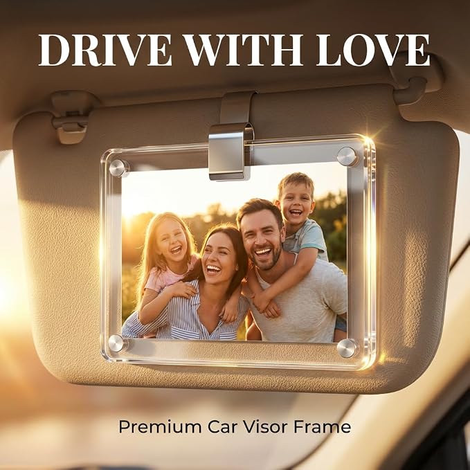 2-Pack Automotive PMMA Car Visor Photo Holder with 4 Corner N52 Neodymium Magnets - High-Clarity Drive Safe Daddy Clip for Polaroid Go and Instax Mini Pictures - Image 3